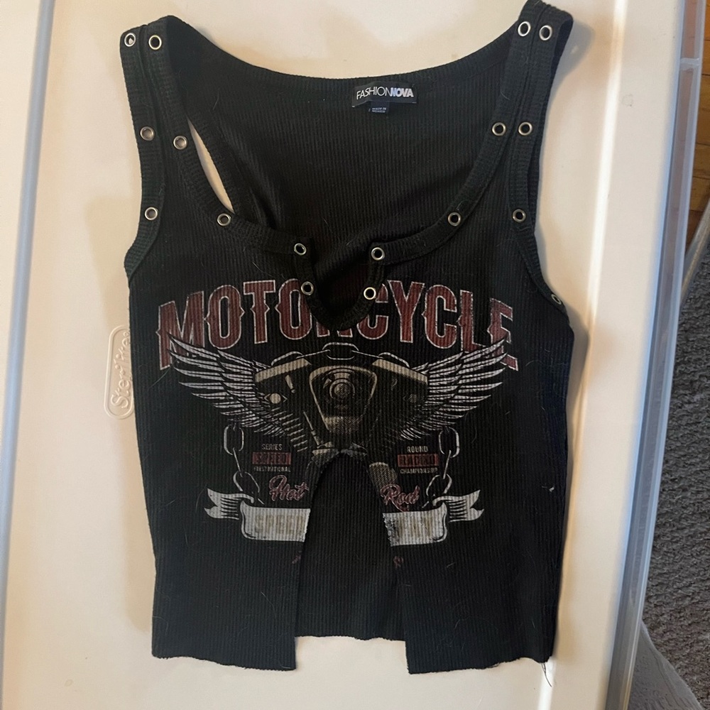 Split punk motorcycle tank top